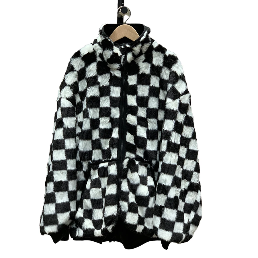 NIGO LP Women's Winter Checked Warm Colorblocking Zipper Long Sleeve Cotton Jacket #nigo61312