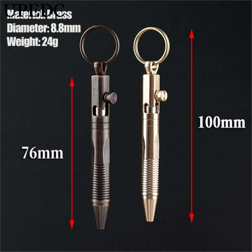 UPEDC Mini Keychain Brass Pen Removable Pendant Portable Travel Pocket Pen Signature Ballpoint Pen