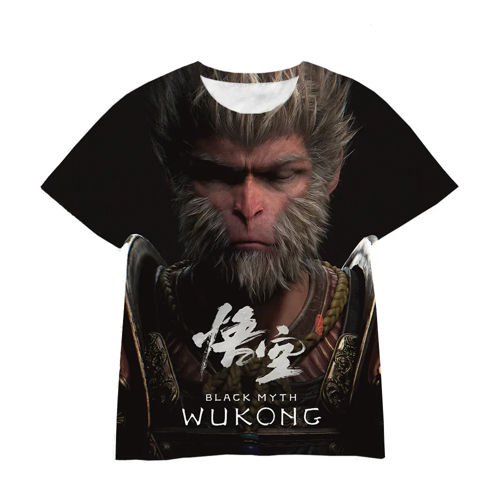 Black Myth Wukong 3A game 3D digital printing trendy children breathable short T-shirt for boys kids Tops Tees