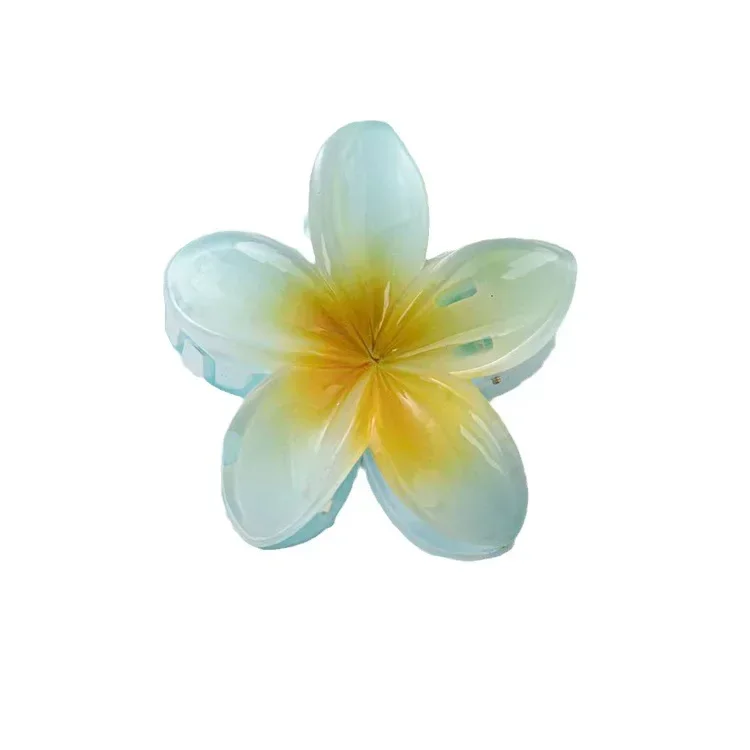 Butboy Flower Plumeria Hair Clip Beach Vacation 8cm Intrecciatura Hair Tool Plástico Gradiente Color Frangipani Bobby Pin