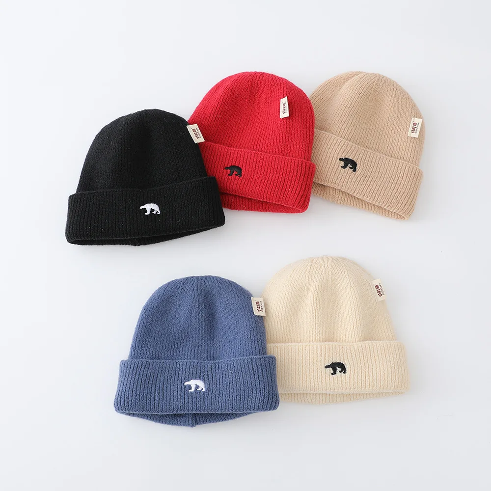 Cute Cartoon Animals Baby Hat Winter Warm Knitted Infant Toddler Cap Beanies Solid Color Baby Boys Girls Pullover Hats ﻿