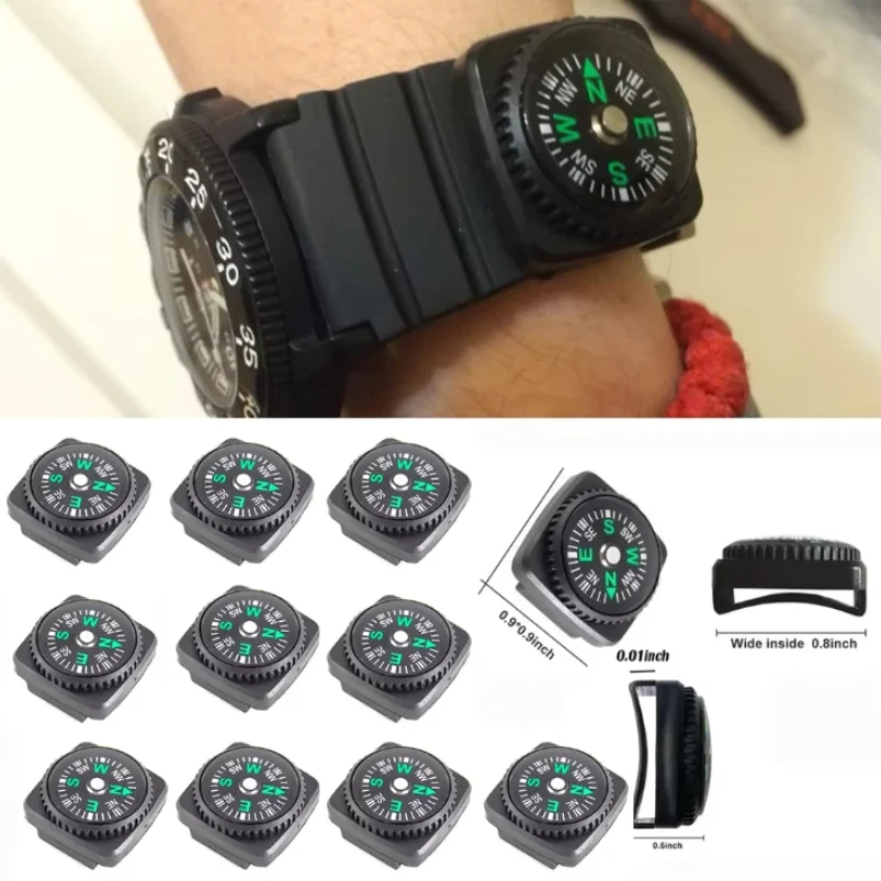 

10pcs/lot Mini Wristband Compass Portable Detachable Compass Outdoor Camping Hiking Travel Emergency Survival Navigation Tool