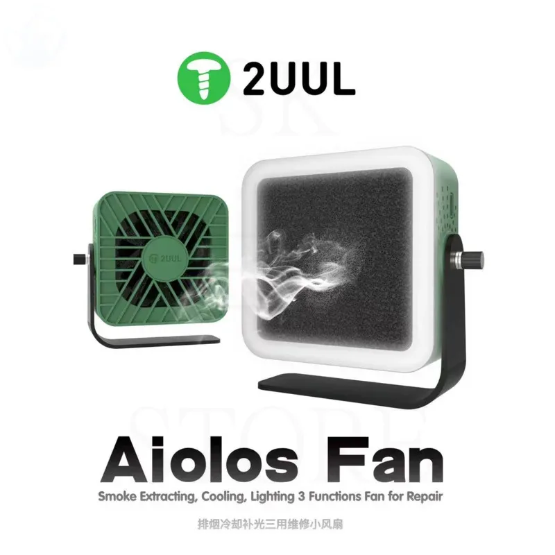 2UUL Aiolos Fan fumo scarico raffreddamento illuminazione ricarica fumi di saldatura per la saldatura della scheda madre del telefono cellulare