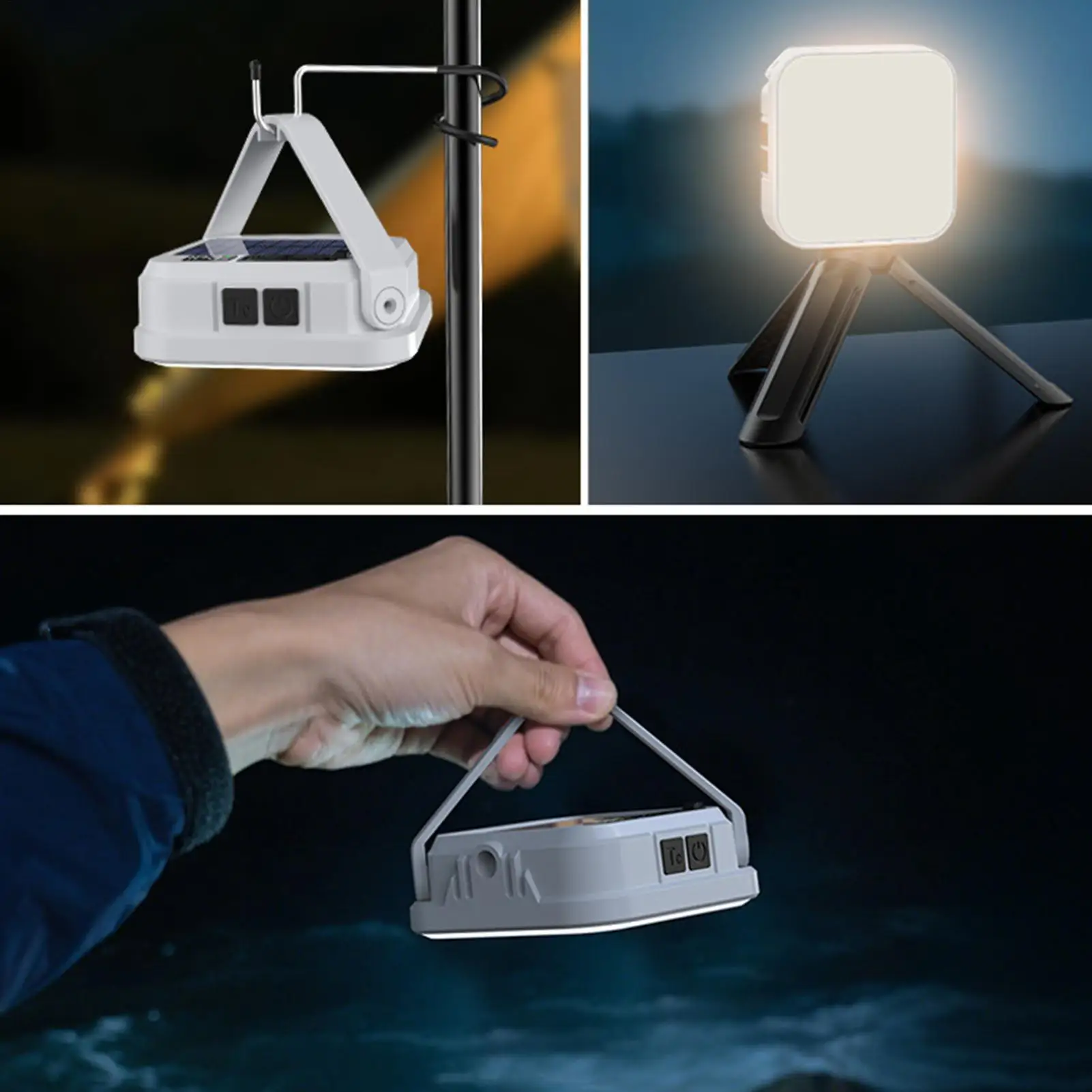 ضوء التخييم بالطاقة الشمسية USB مصباح قابل لإعادة الشحن بالطاقة الشمسية للتخييم مع شاشة عرض بطارية LCD لتسلق الصيد في الفناء