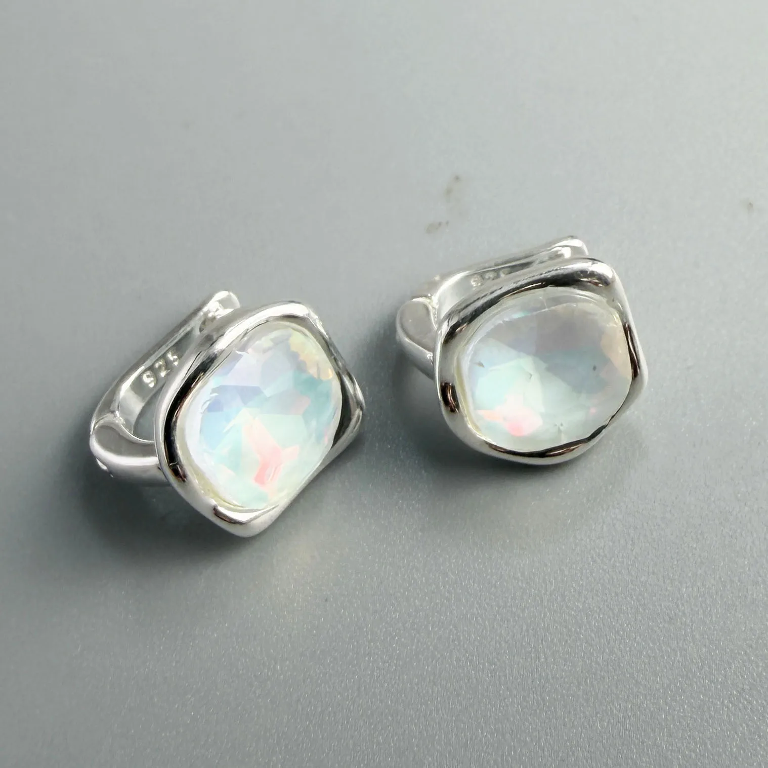 925 Sterling Silver Earrings For Women Trendy Geometric Moonstone Earring Jewelry Prevent Allergy Party Gift Accessories