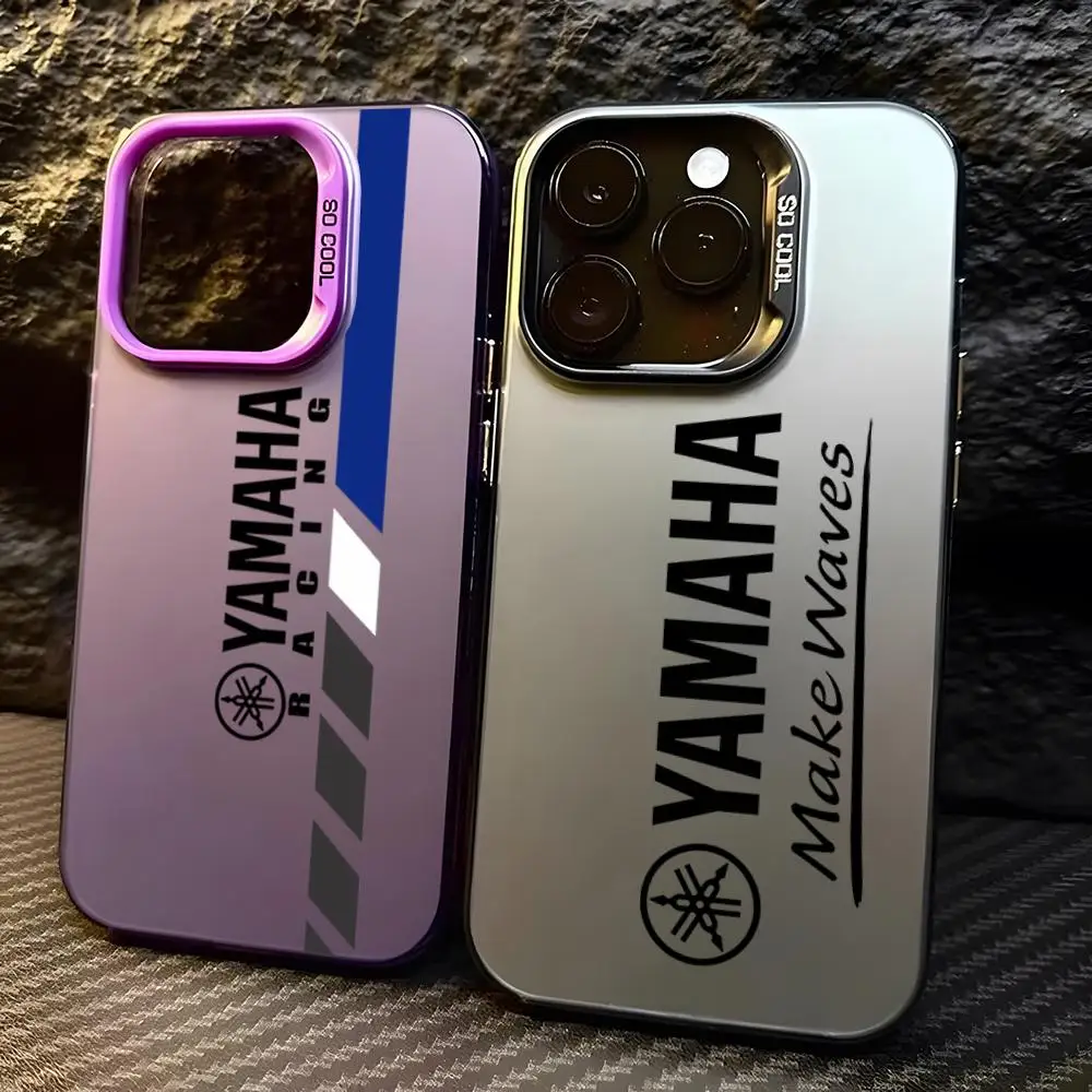 Motorcycle Y-YamAhaS Phone Case For For IPhone 16 Pro Max 15 Pro 14 Plus 12 13 X XS Max XR 11 Pro Colorful Silver Cover