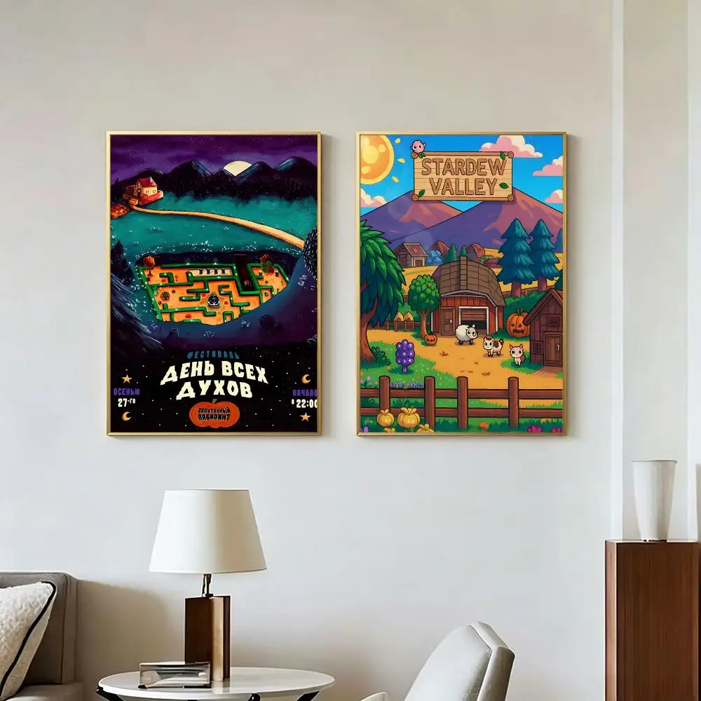 Game Farming Stardew Valley Poster Peel And Stick Wall Art Self Adhesive PP Waterproof Wall Decor Living Room Bedroom Gift
