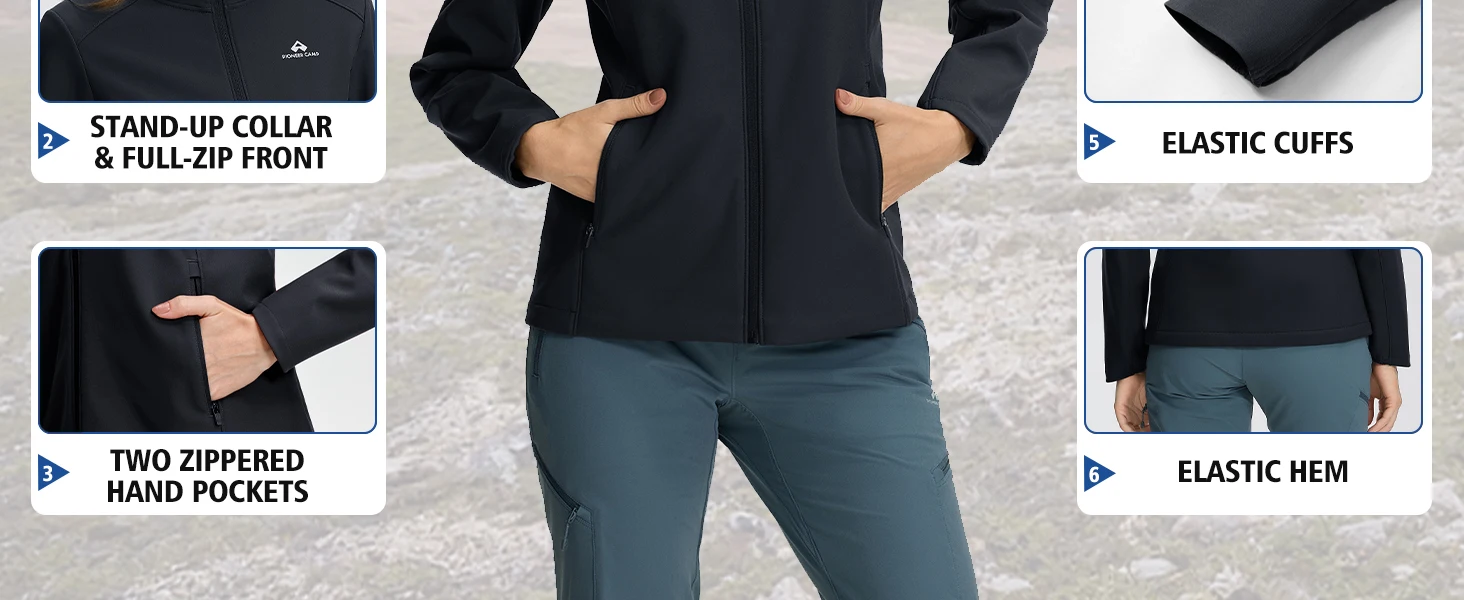 elastic cuff and hem, zippered secure pockets