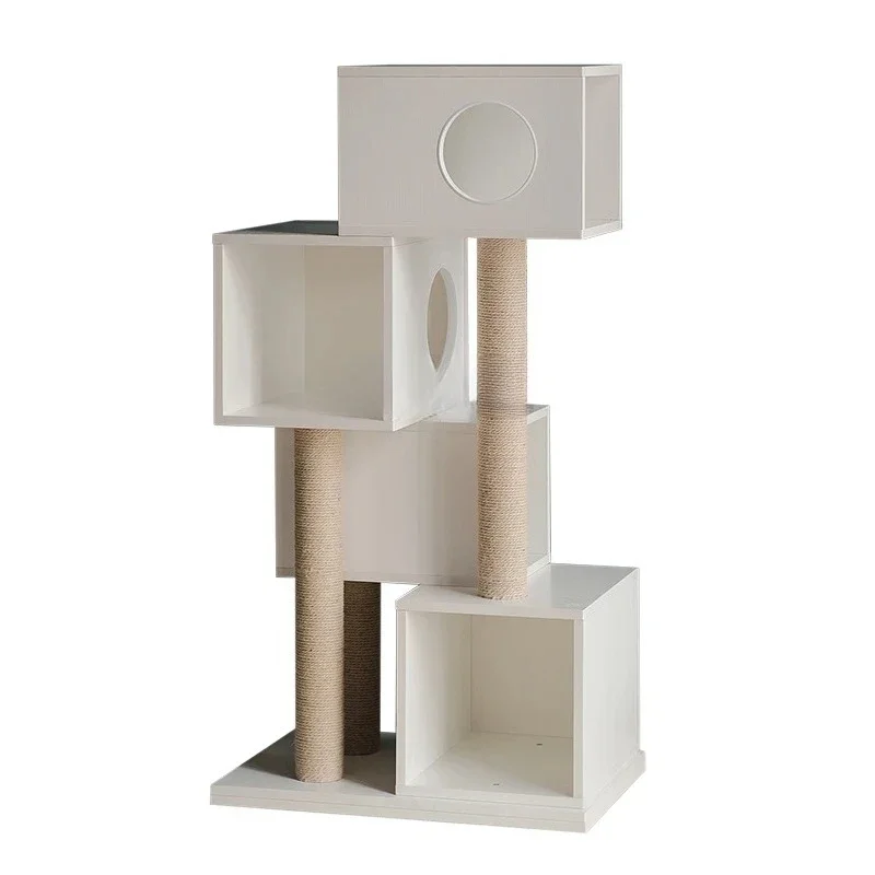 Solid Wood Cat Climbing Frame White Paint-Free Toy Cat Scratch Trees Tree Winter Cat Villa