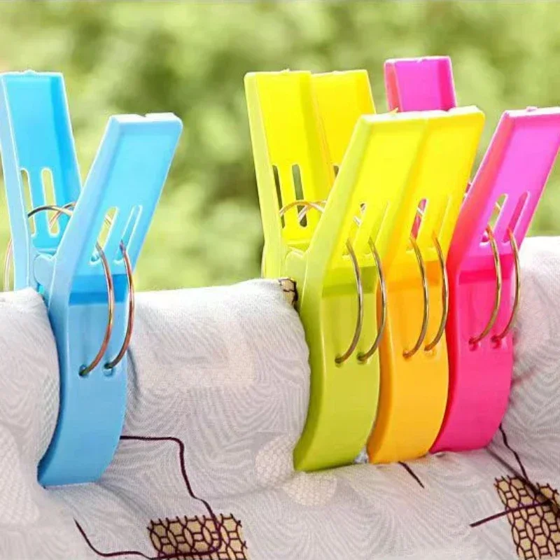 4pcs Large Bright Colour Clothes Clip Plastic Beach Towel Pegs Clothespin Clips To Sunbed Home Wardrobe Storage High Quality