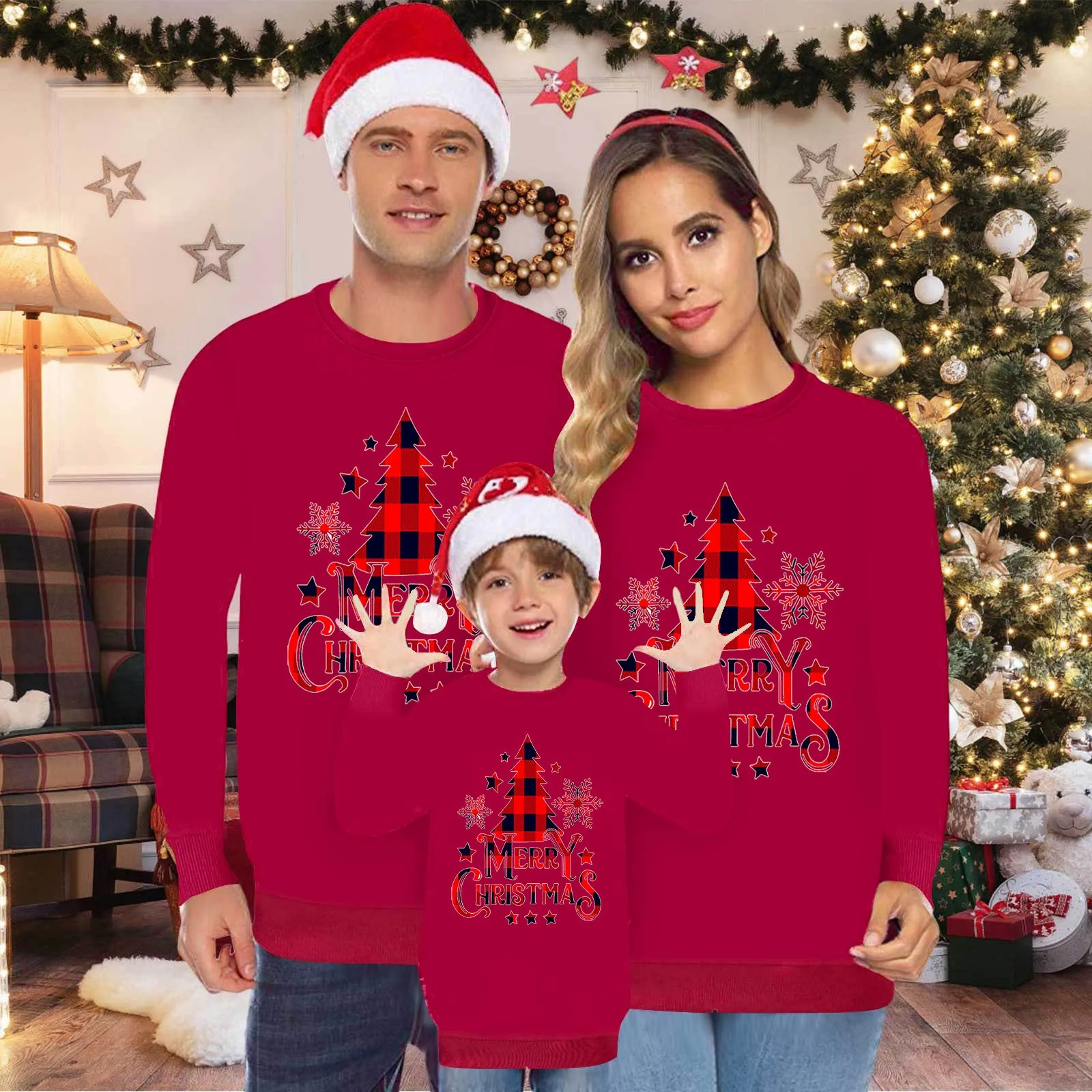 New Christmas Family Pajamas Stylish Christmas Tree Print Warm Pyjama Suit Family Xmas Set Baby Romper Family Matching Outfits