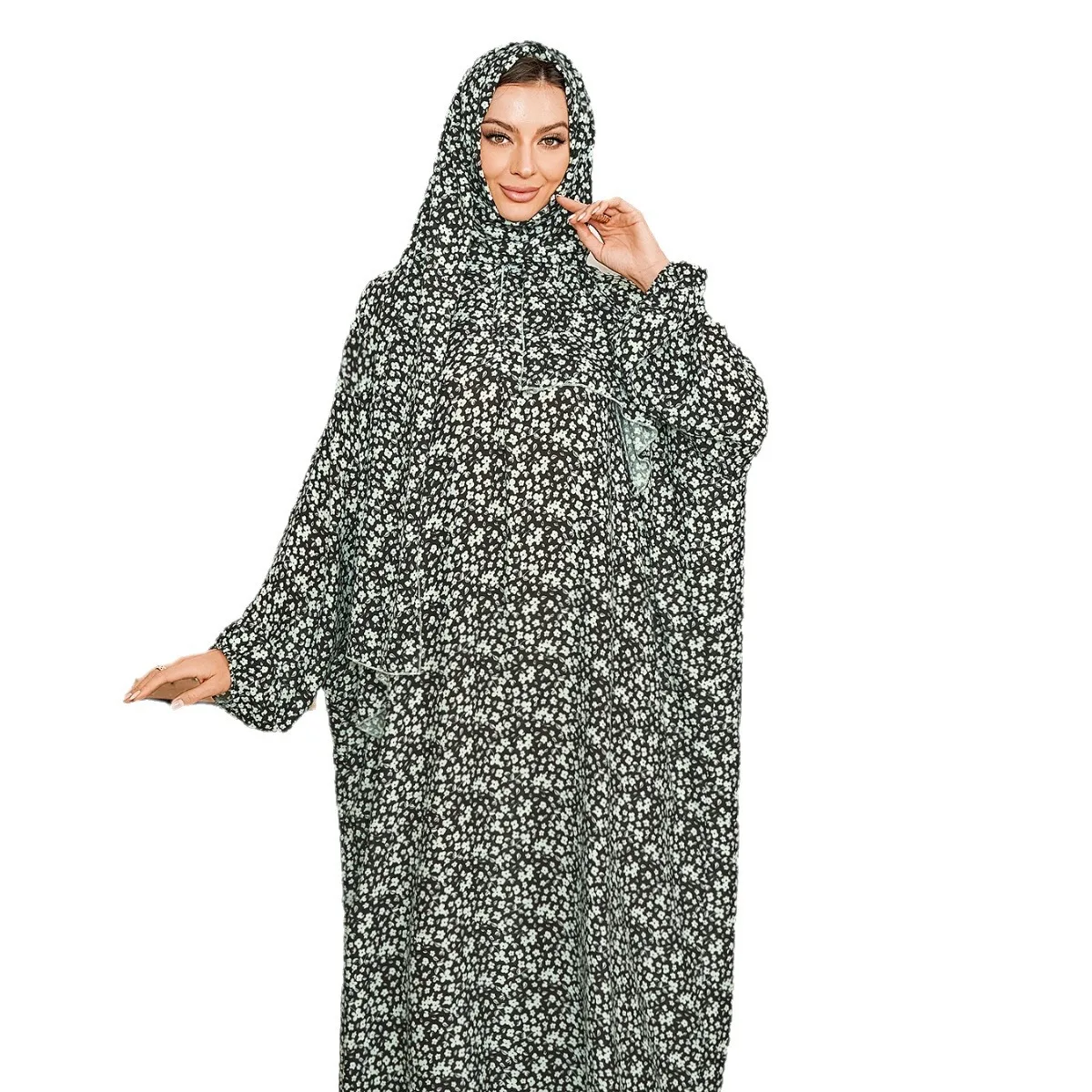 

Ближневосточный женский мусульманский халат больших размеров, традиционный шарф, интегрированный молитвенный халат, модное платье с принтом