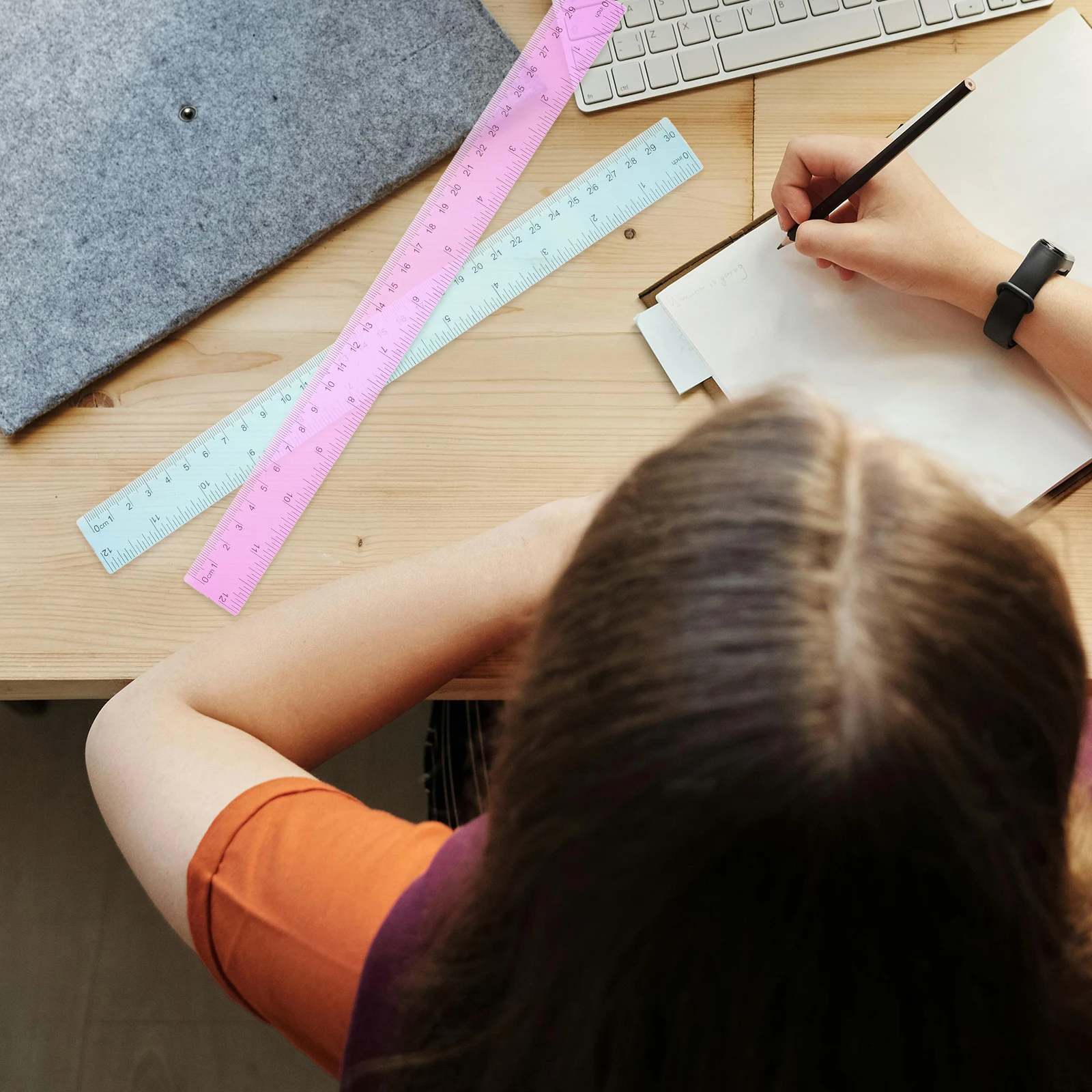 5 قطع مساطر بلاستيكية ملونة متعددة الوظائف خفيفة الوزن محمولة أدوات قياس مستقيمة للطلاب في الفصول الدراسية والمكتب #3