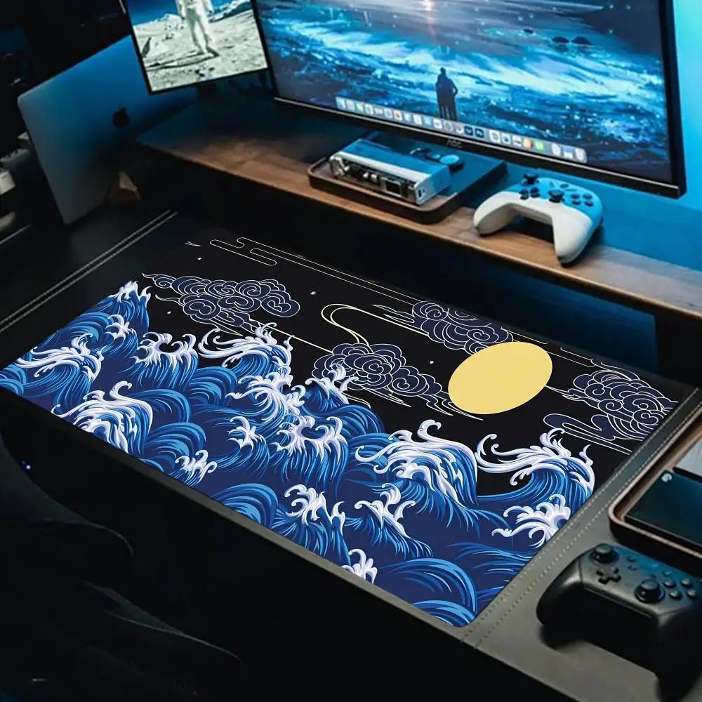 

Japan Ocean Wave Mouse Pad Esports Office Laptop DeskMat Game Accessories Mousepad XXL Rubber Anti-slip PC Gaming Long Desk Mat