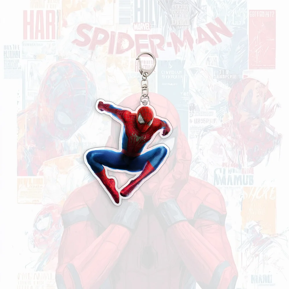 Chaveiro de Acrílico do Homem-Aranha, Acessórios de Anime, Pingente para Chave de Carro, Mochila Escolar Infantil, Brinquedo de Aniversário, Presente 