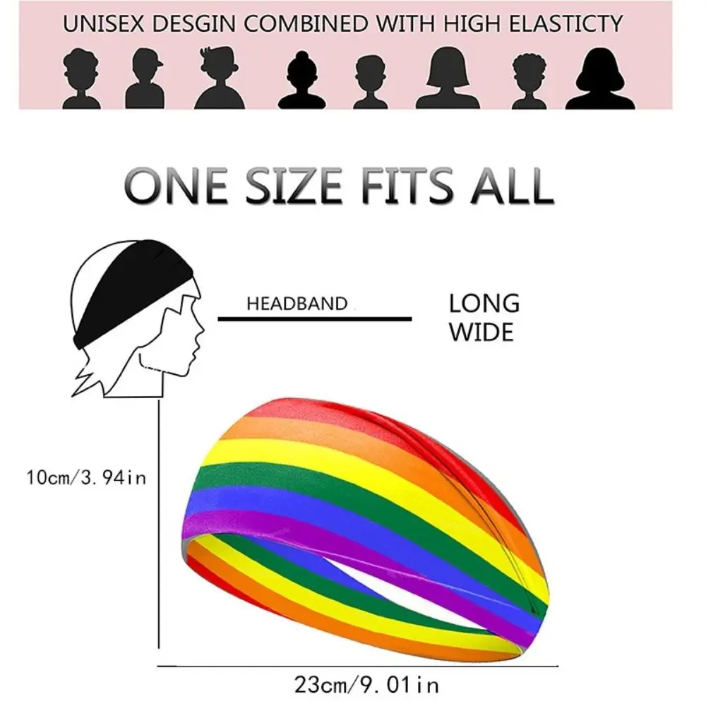 Аксессуары для волос Parade Радужная эластичная повязка на голову Мягкая впитывающая пот радужная повязка на голову для мытья лица Дышащая спортивная повязка для волос