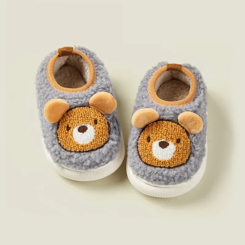 Pantuflas Child Winter Slippers Autumn Childcotton Shoes Cute Girl Shoe Cartoon Little Bear Boys Shoe Anti Slip Plush Kids Shoes