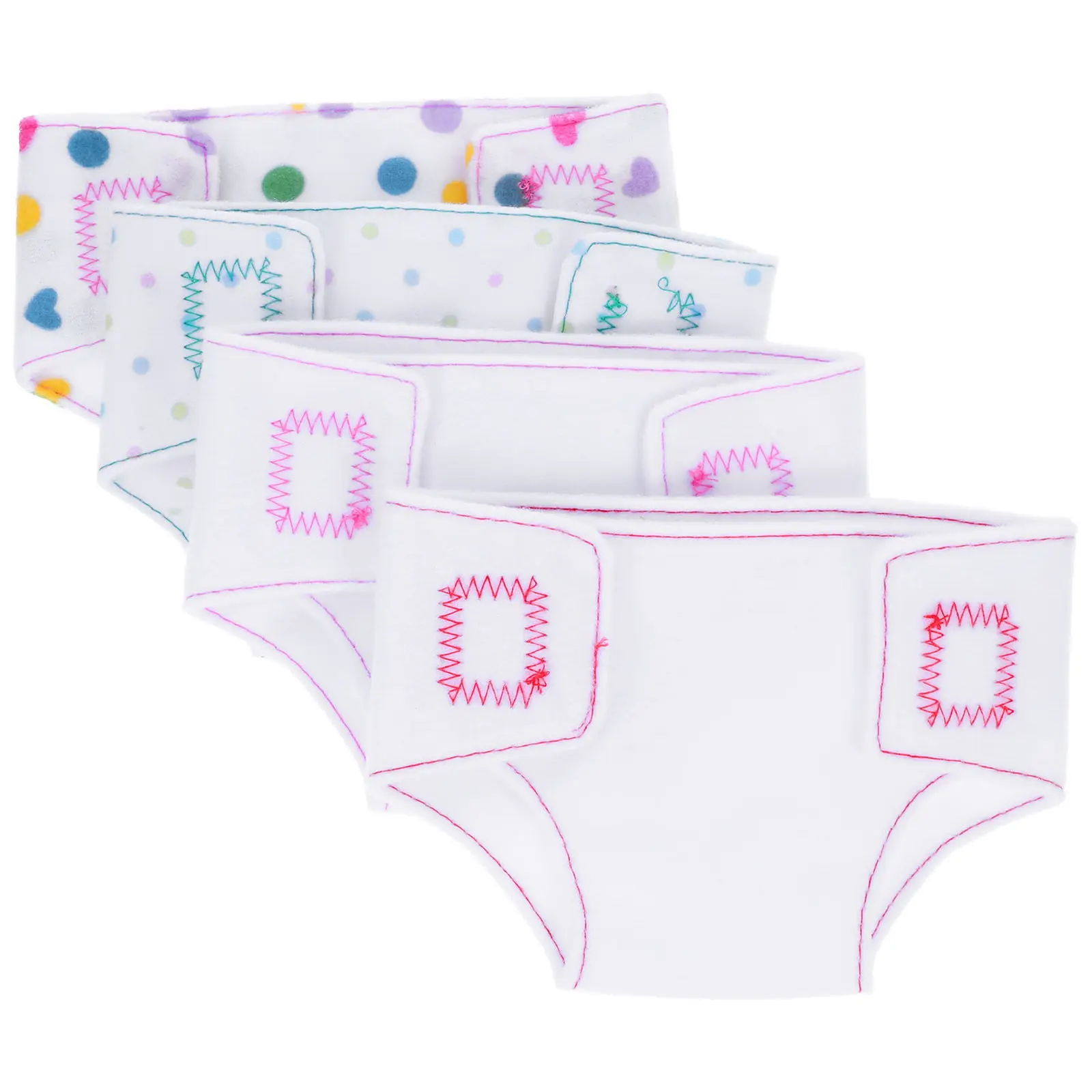 4pcs Reusable Cloth Diapers for 18-Inch Baby Dolls – Soft Washable Nappy Set for Dress-Up & Role Play