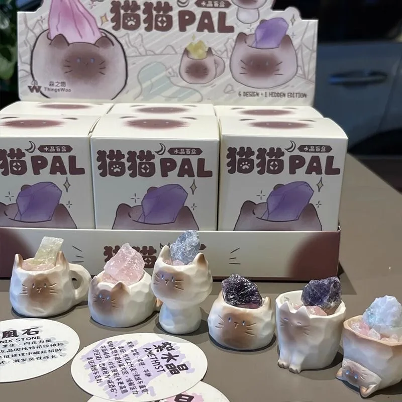 

Pal Cat креативная хрустальная слепая коробка, мини-оригинальная каменная фигурка, милый офисный настольный декор автомобиля, удача, загадочная игрушка в подарок
