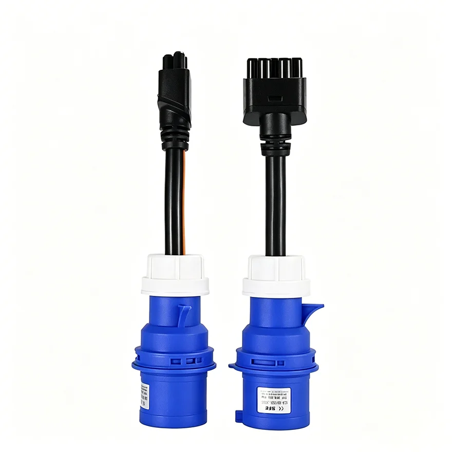 16A/32A CEE Blue 3 Pin Charging Adapter for Tesla Gen 2 EV Charger Model S 3 X Y 240V Industrial Plug Converter view 4