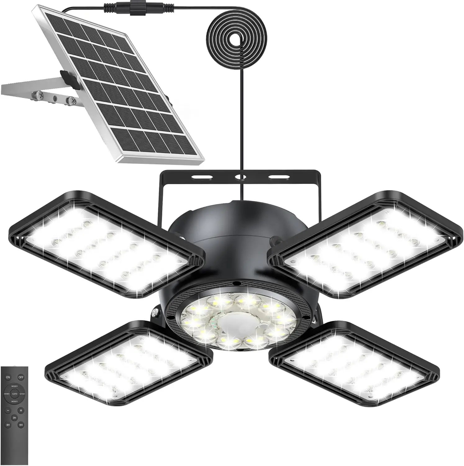 

Solar Motion Sensor Light, 1200LM 6500K Adjustable Panels, Waterproof Remote Timer for Outdoor Indoor