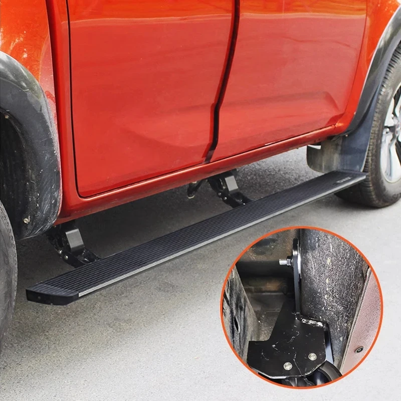 High Quality 2PCS IP67 Waterproof Aluminum Retractable Power Side Steps Anti-Pinch Running Boards Bolt-On For RAM 1500 2500 Crew