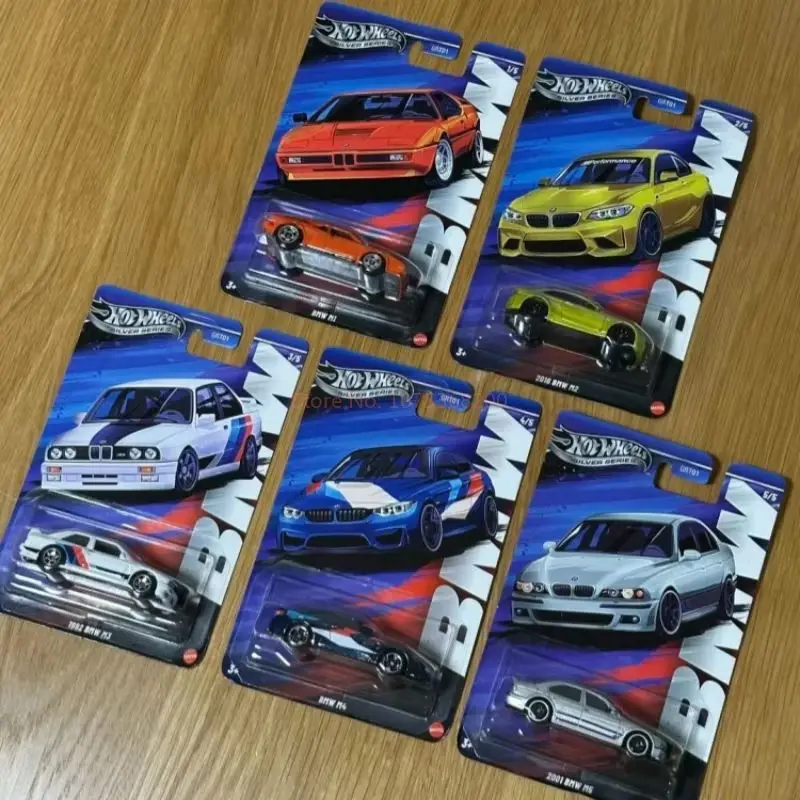 Heiße neue Räder Bmw Set 2025 Silber Serie M1 M2 M3 M4 M5 Maßstab 1:64 Druckguss-Modellfahrzeug Autos ungeöffnet Grt01 Junge Geschenkspielzeug