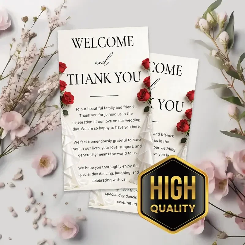 100pcs Modern Wedding Thank-you Card Set, Elegant Chiffon&thank-you Words, Suitable for Wedding/anniversary Gifts