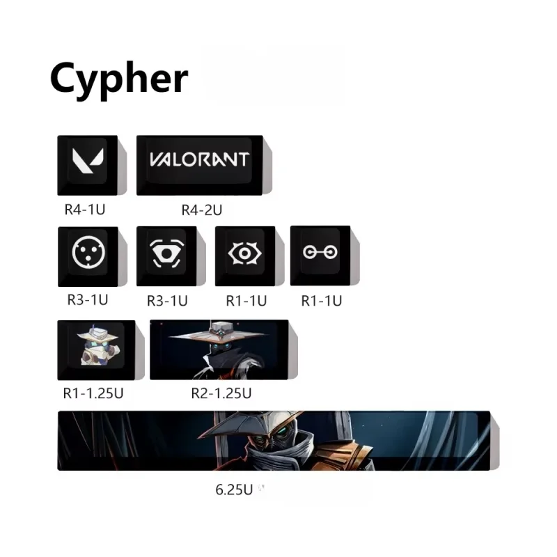 Fearless Contract Keycaps Jett Valorant Keycaps Valorant9 Key Set Original Factory Heat Sublimation Diy Small Size Keycaps