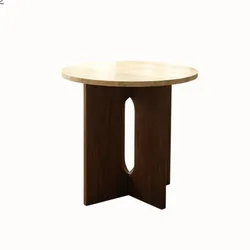 Jifeng Natural Travertine Sofa Side Table Living Room Corner Table Designer Second-hand Cafe Balcony Casual Small Coffee Table