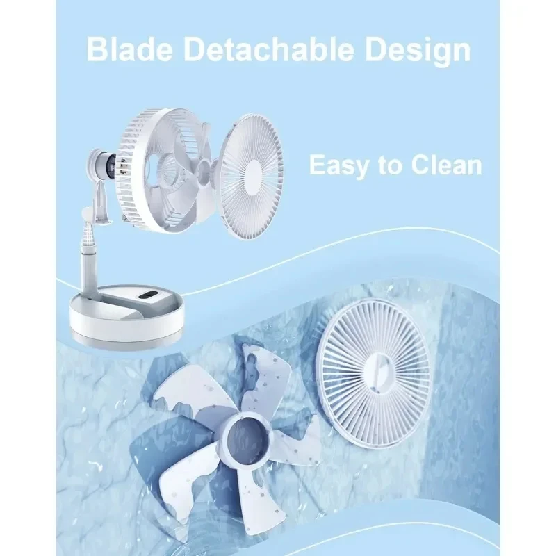 Foldable Fan Oscillating with Remote Control Rechargeable Battery Powered Portable Camping Height Adjustment