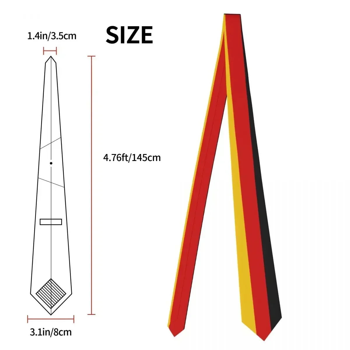 ألمانيا العلم الألماني للجنسين ربطة العنق نحيل البوليستر 8 سم واسعة الرقبة التعادل للرجال ارتداء اليومي مكتب الزفاف