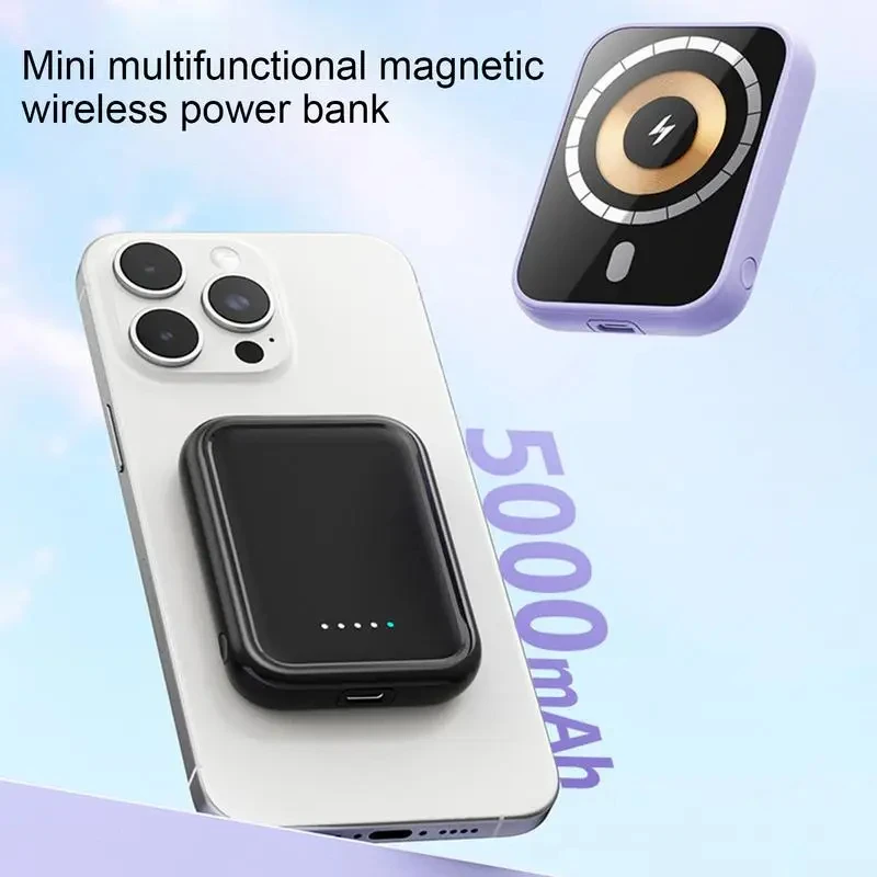 

Mini Magnetic Powerbank for iphone Apple Watch Wireless Charger PD20W Fast Charge External Battery Transparent Power Bank