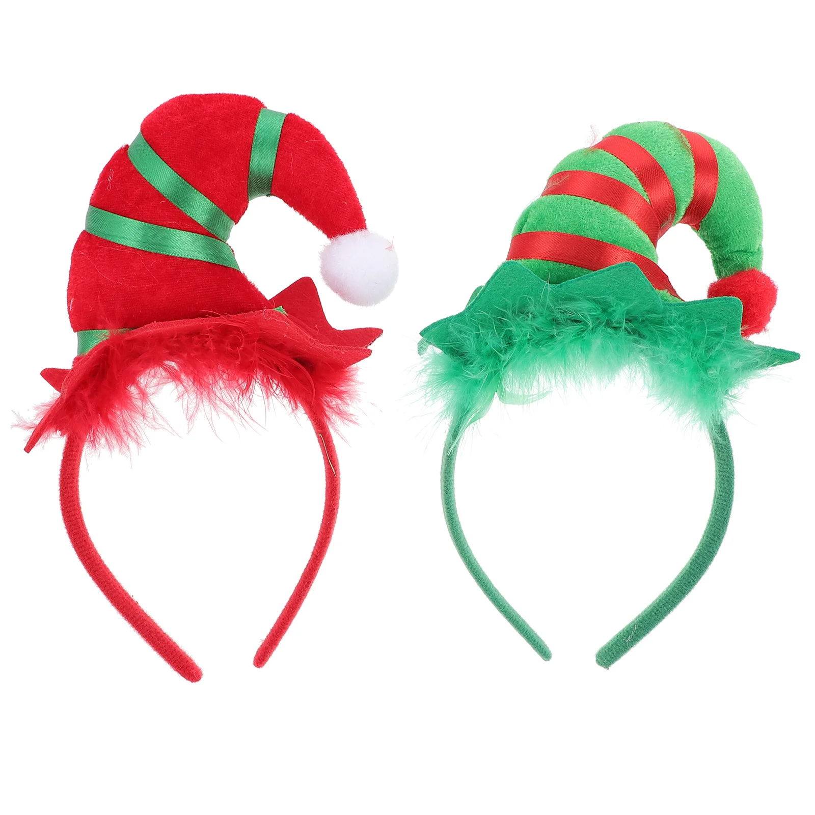 

2pcs Christmas Hairband Hat Shaped Headband For Festival Party Xmas Hairbands Decorative Headdress Prop Lightweight Comfortable
