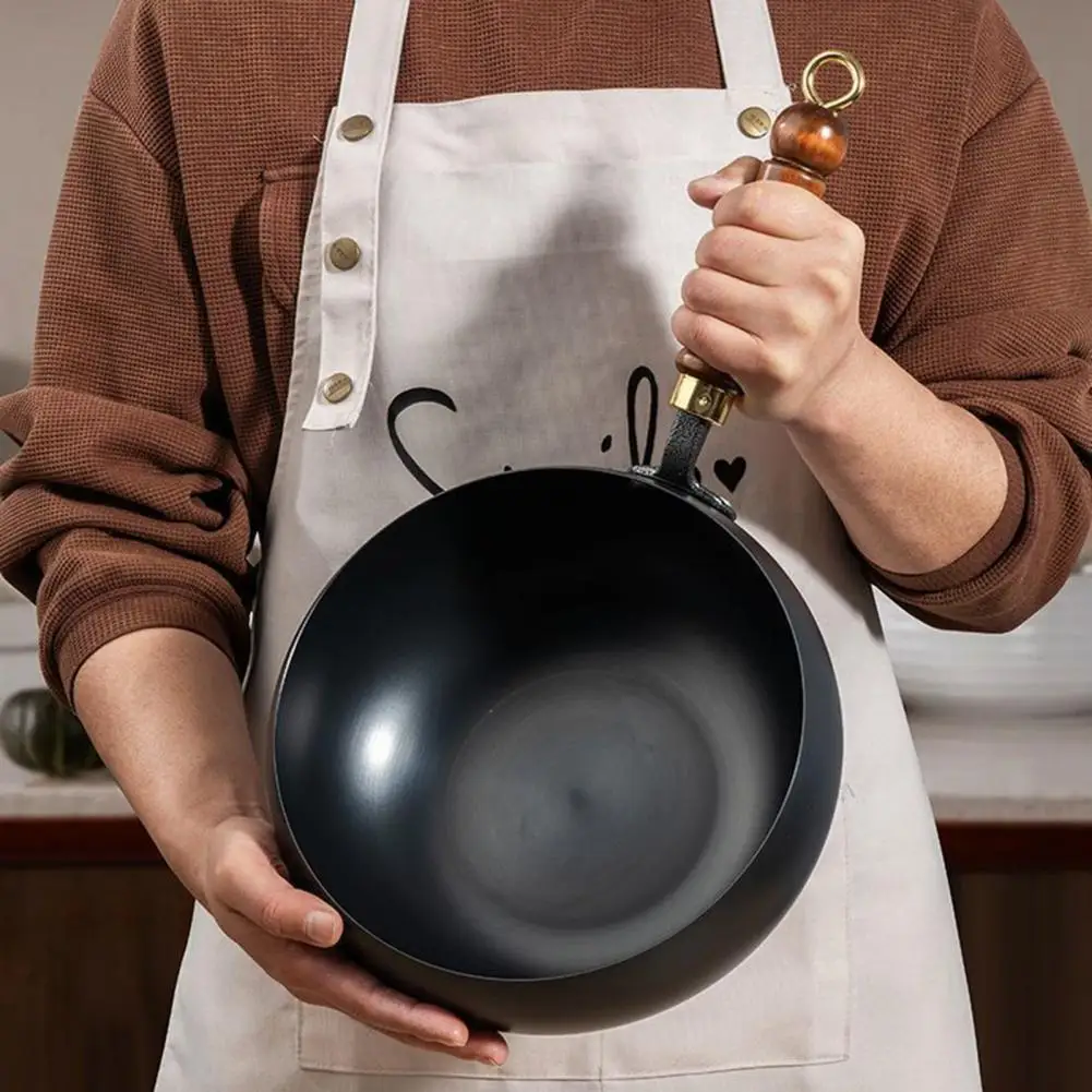 Wok Frying Pan for Stir-Fry Soup Uncoated & Scratch-Resistant Induction Compatible Multi-Purpose Cookware for Home Kitchen
