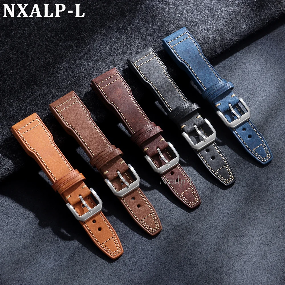 20mm 21mm 22mm Cowhide Watch Strap for IWC Pilot Portugieser Stitching Leather Watchband Men Women Sport Bracelet Accessories