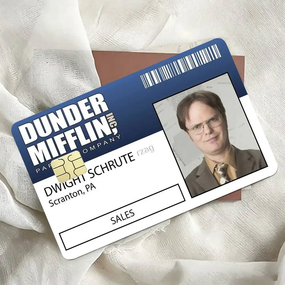 Funny D-Dwight Schrute ID Bank  Credit Card Debit Card Waterproof Sticker Bank Bus Card Protective Film Sticker