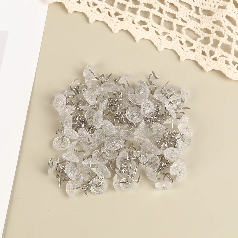 100pcs Clear Heads Twist Pins Fixed Fastener for Upholstery Blankets Chair Sofa Decorate Repaired Loose Drapery Pins