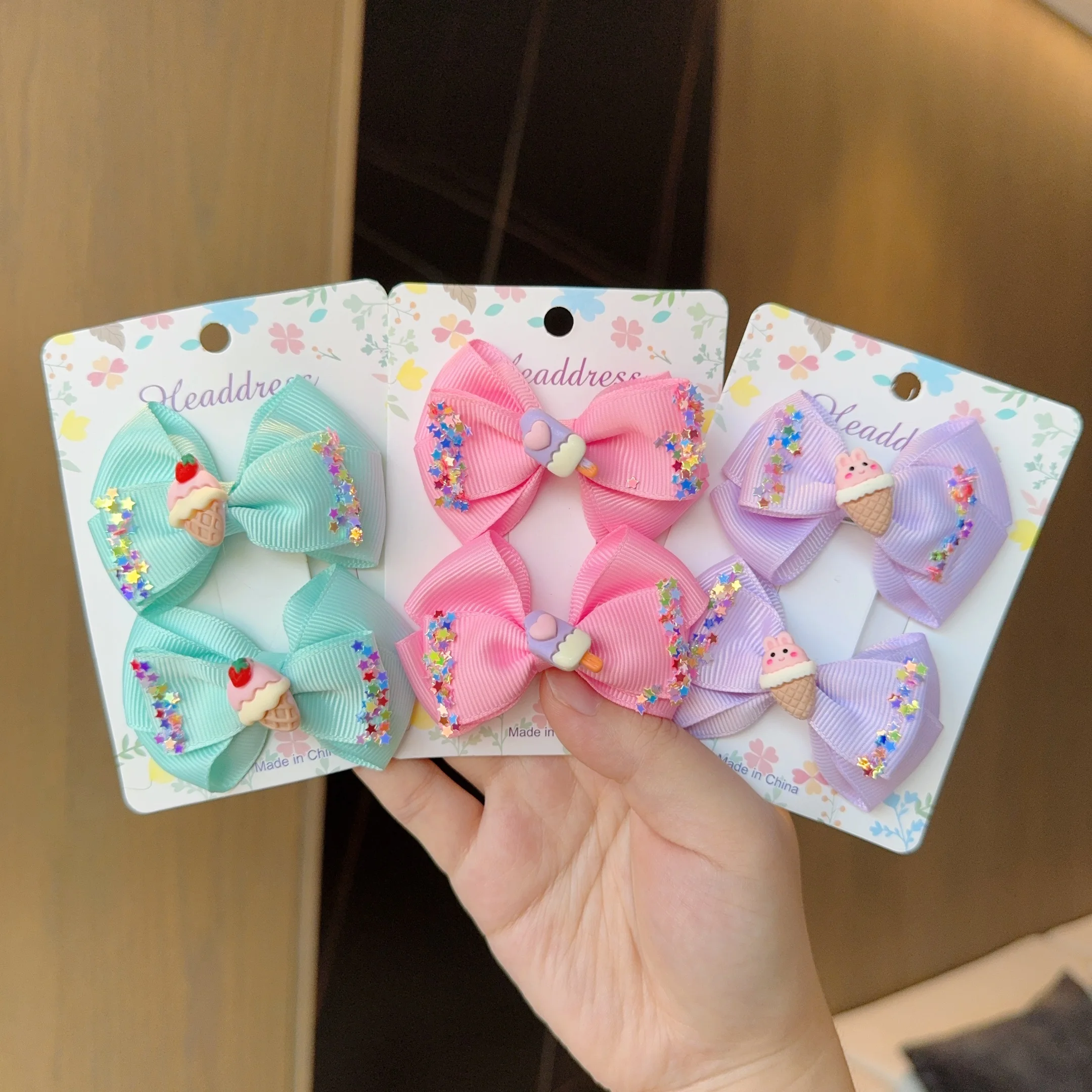 2Pcs New Fashion Solid Hairpins Bows Hair Accessories Hair Clips Girls Sequin Hairpins Children Cute Barrettes Gift Wholesale