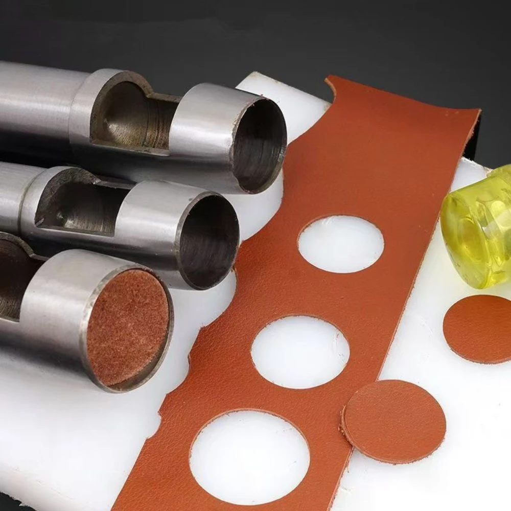 6 قطعة/المجموعة الجلود ثقب لكمة القاطع الجوف جولة ثقب لكمة الجلود صياغة اليد أداة ملاكمة عدة الخياطة الحفر الناخس عدة