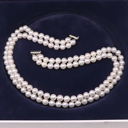 Natural Double Layer Pearl Necklace 2 Strand Rows Choker Real Freshwater Cultured Pearls Jewellery For Women Luxury Gifts Brands