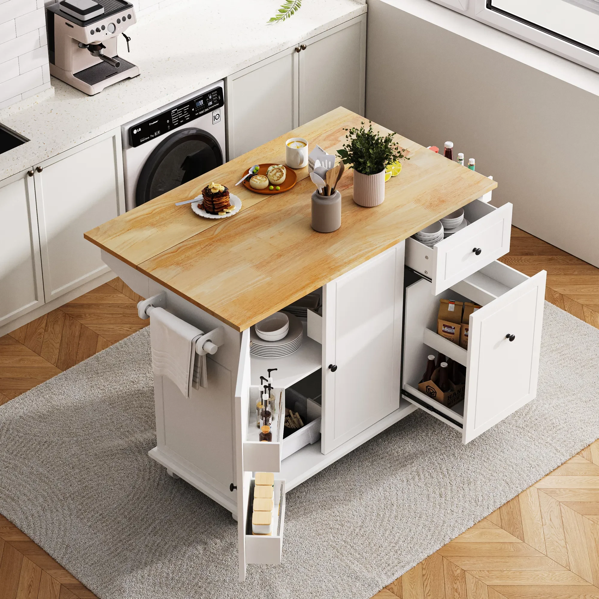 Kitchen Island with Drop Leaf, 53.9