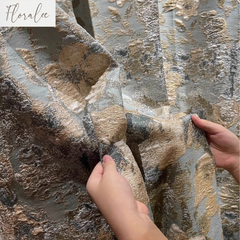 

New High-end Embroidered Blackout Curtains for Living Room Bedroom Floor-to-ceiling Windows Flower Thickened Curtain Custom Size