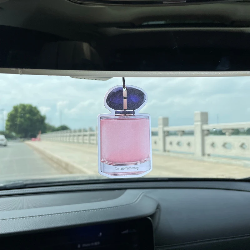 Pink perfume bottle bow car incense car perfume perfume stick fragrance pendant out of the wind mouth bag