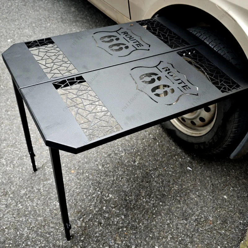 

Car Tire Table Outdoor Camping Picnic Folding Table Metal Dining Off-Road Equipment