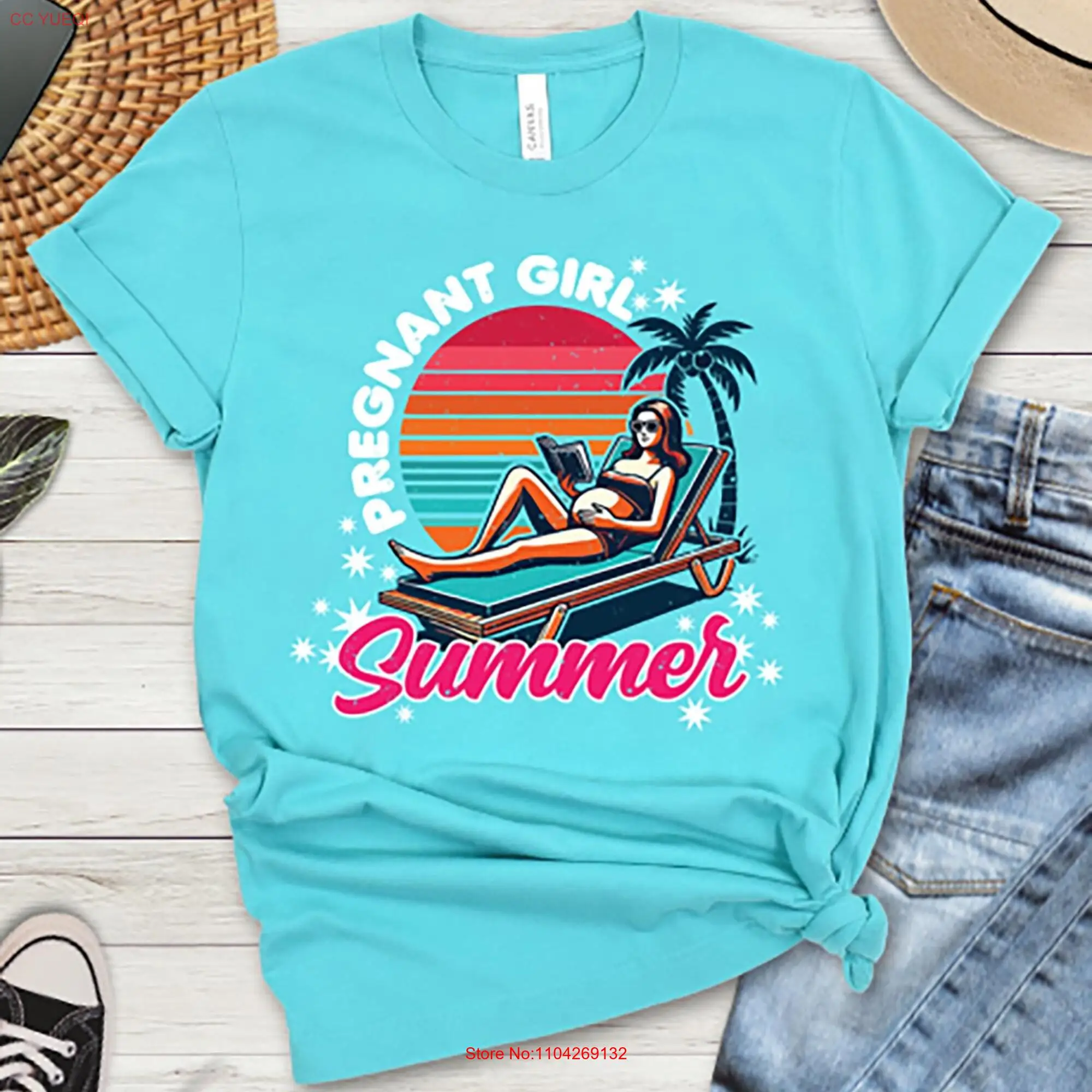 Pregnant Girl Summer T Shirt Cute Maternity for Beach Days Fun Top long or short sleeves