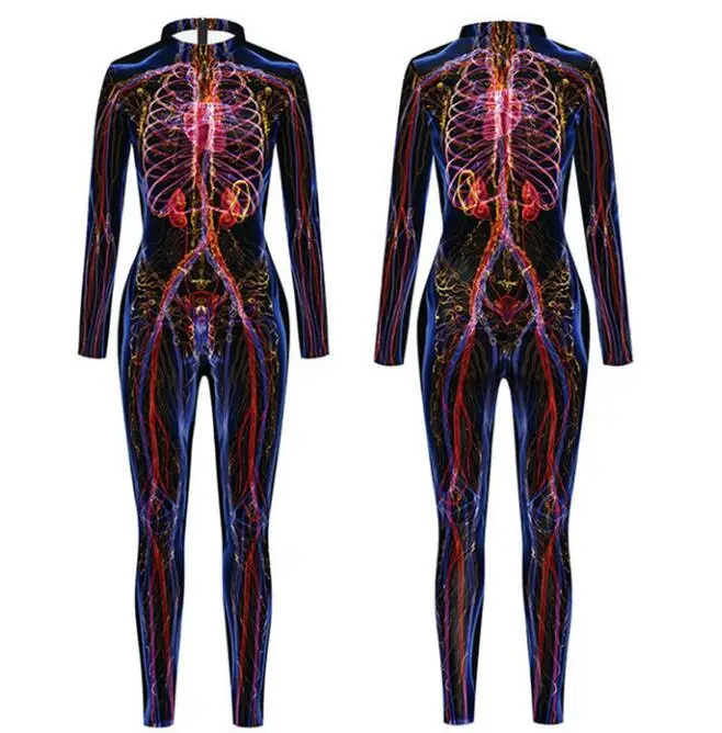 Frau menschlichen Körper Struktur Gewebe Overall menschlichen Torso Anatomie Gerät Halloween Party Phantasie Badeanzug Zentai Anzug