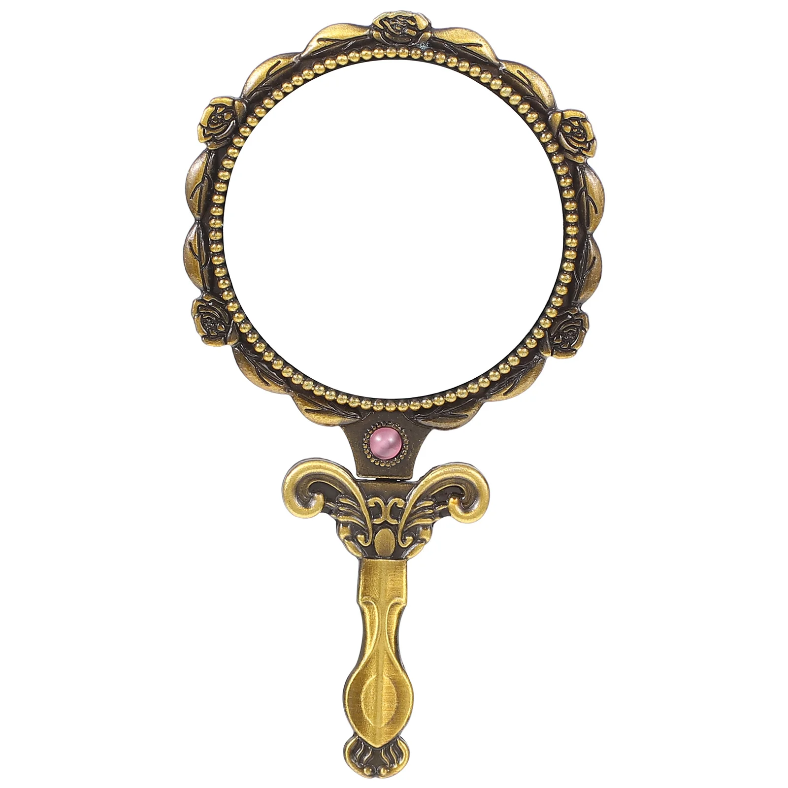 Portable Foldable Makeup Mirror Vintage Style Compact Hand Mirror Lightweight Travel Essential for Women Girls Gift