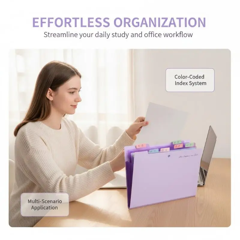 Expanding File Folder 5 Pocket Lightweight Document Organizer Portable Paper Holder for Kindergarten Kids Works Storage
