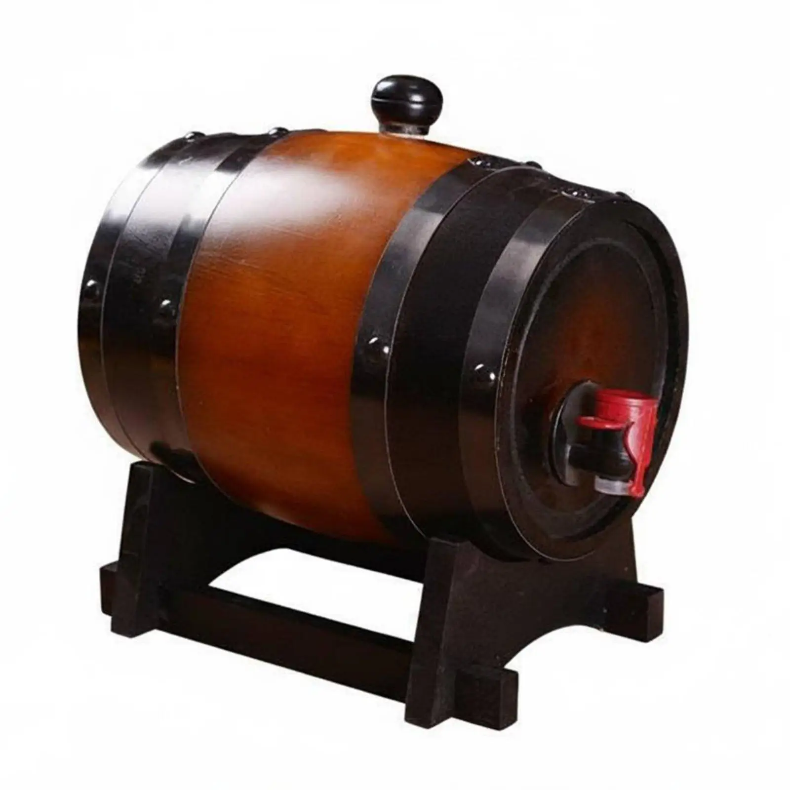 Wooden Spirit Barrel with Tap Decorative Tabletop Liquor Dispenser for Party